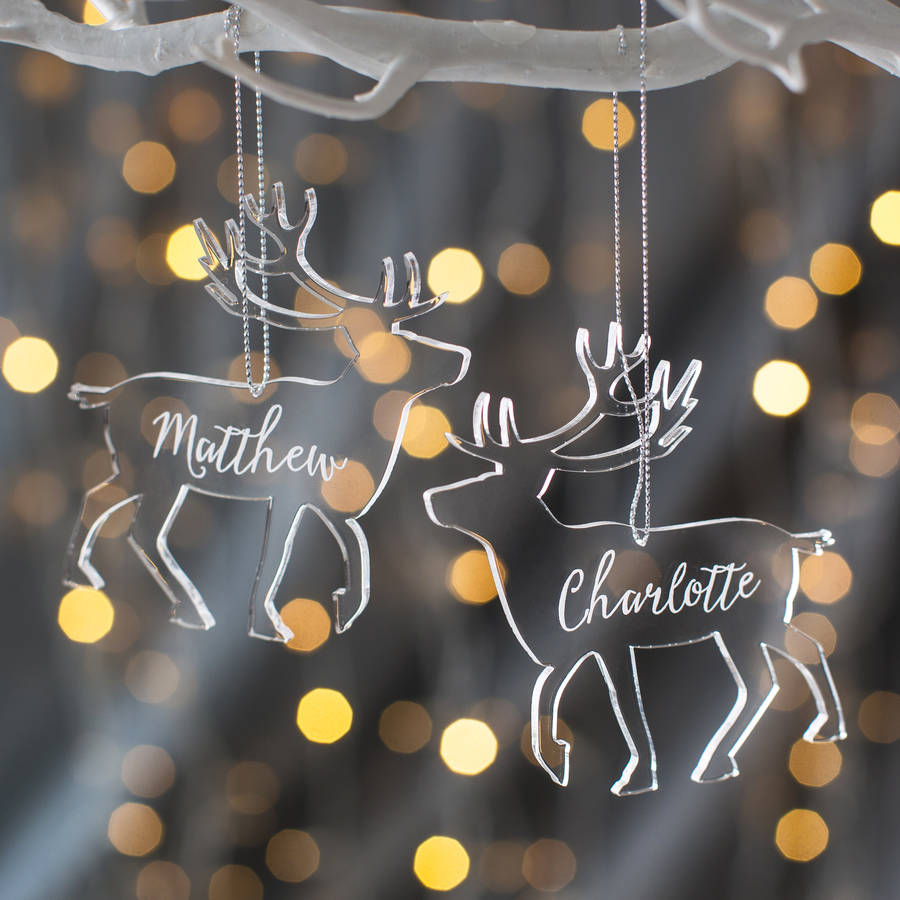 Personalised Clear Reindeer Christmas Decoration