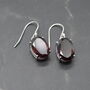 Garnet Earrings: Dangle Drop, Oval, Red Gemstone, January Birthstone, thumbnail 3 of 8