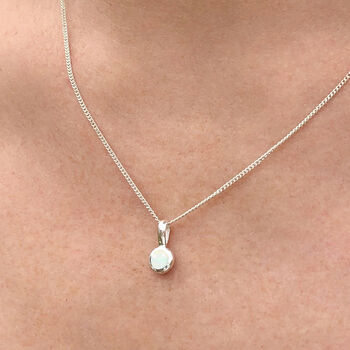 October Birthstone Opal Silver Charm Necklace, 4 of 12
