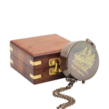 Rose London Compass With Wooden Box Or Leather Case, 9 of 9