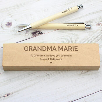 Personalised Classic Wooden Pen And Pencil Box Set, 4 of 8