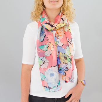 Large 'Watercolour Florals' Pure Silk Scarf, 3 of 5