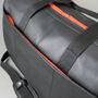 Black Leather Wide Opening Weekend Bag With Orange Zip, thumbnail 7 of 9