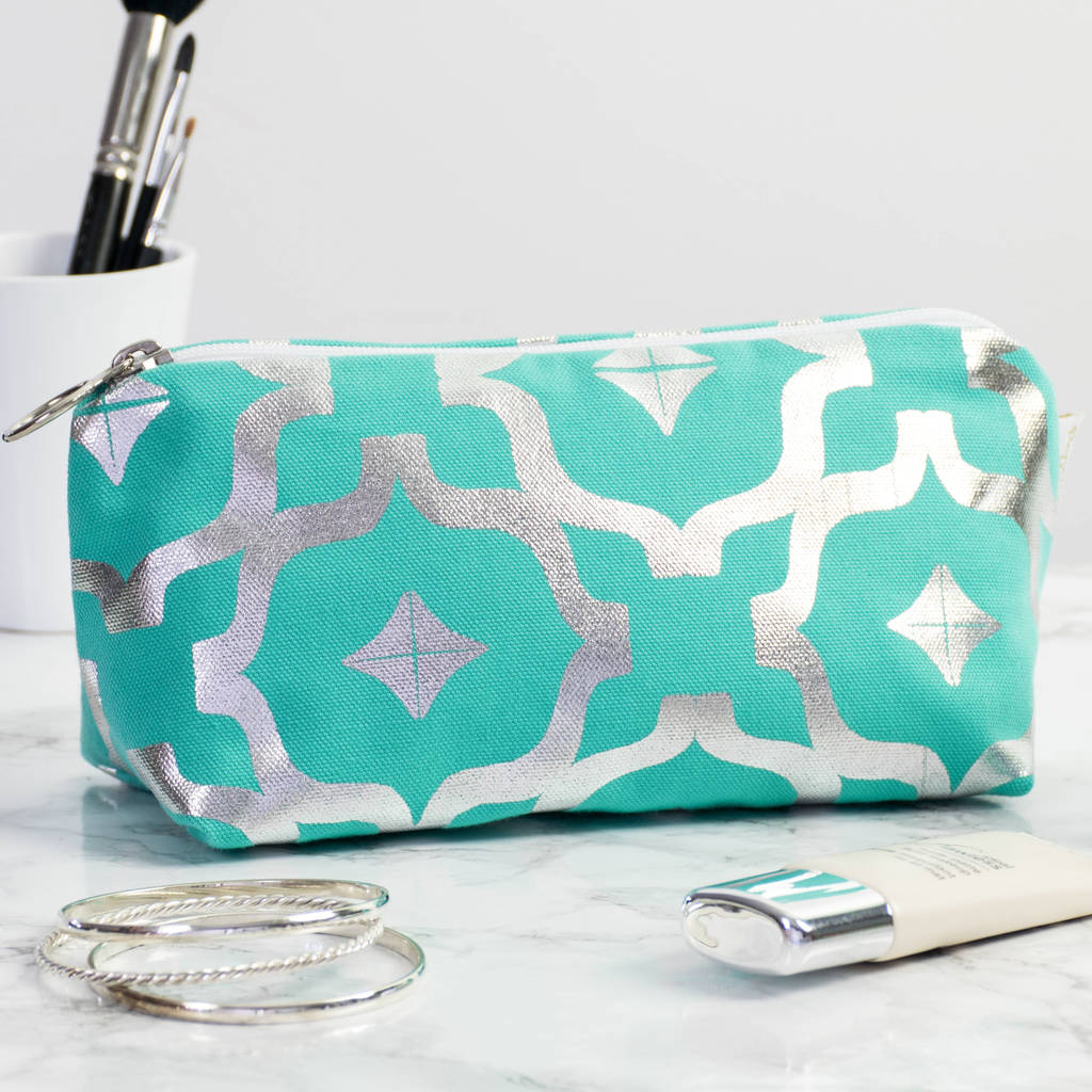teal metallic bag