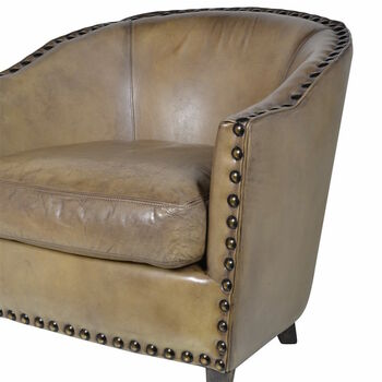 Olive Green Buffalo Leather Tub Chair, 2 of 2