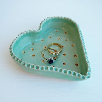 Handmade Turquoise Heart Ceramic Jewellery Dish, 2 of 7