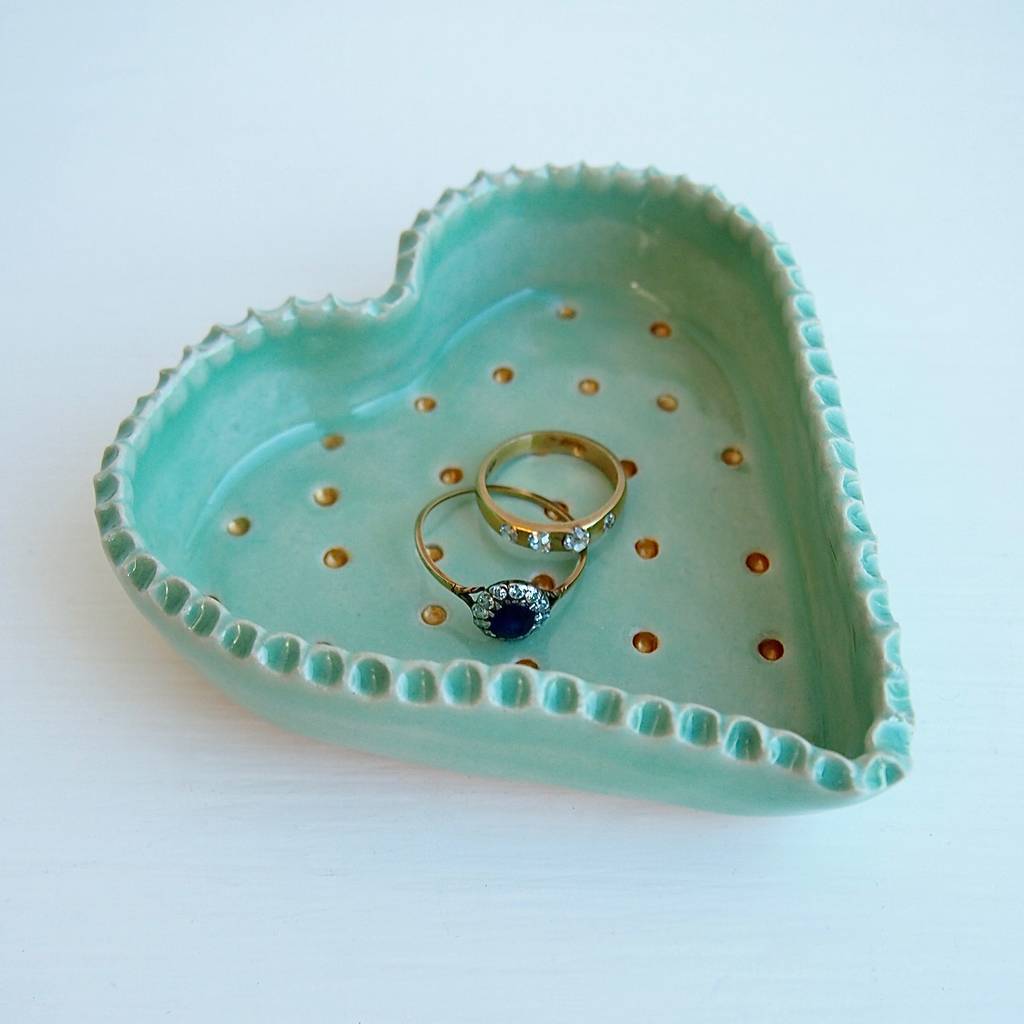 Handmade Turquoise Heart Ceramic Jewellery Dish, 1 of 7