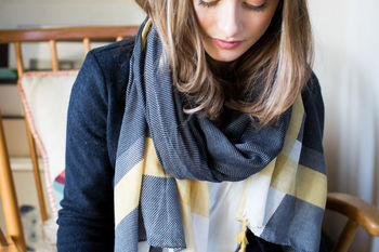 Personalised Charcoal To Mustard Scarf, 4 of 8