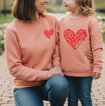 Personalised Mummy And Me Matching Sweatshirts Hearts, 2 of 3