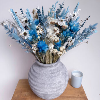 Blue Dried Flower Bouquet With Daisies, 3 of 7