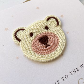 New Baby Girl Card. Adorable Bear Design. Welcome To The World, 3 of 3