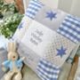Patchwork Gingham Name, Date And Weight Cushion, thumbnail 2 of 4
