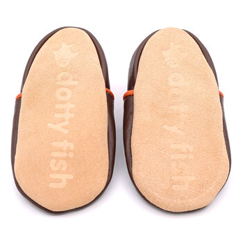 Dotty Fish Fox Soft Leather Baby Shoes With Barefoot Soles, 7 of 8