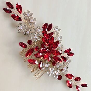 Red Crystal Hair Comb, 5 of 6