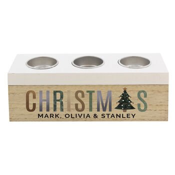 Personalised Christmas Tree Triple Tealight Holder Box, 4 of 4