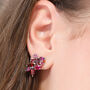 Large Red Gemstone Cluster Earrings In Sterling Silver And Gold, thumbnail 8 of 12