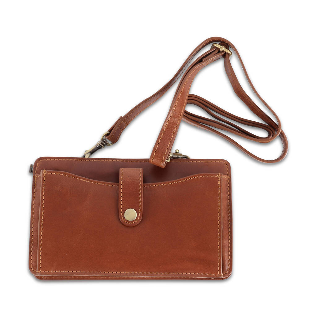Download Tan Leather Crossbody Smartphone Bag By The Leather Store ...