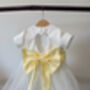 Cap Sleeve Flower Girl Tutu Dress With Heart Back And Large Satin Bow – Wedding And Special Occasion Dress For Girls, thumbnail 3 of 10