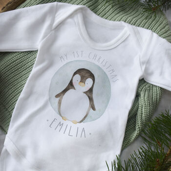 Personalised My First Christmas Penguin Baby Gift Set, 2 of 6