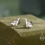 Cute Dinosaur Stud Earrings In Sterling Silver, thumbnail 1 of 12
