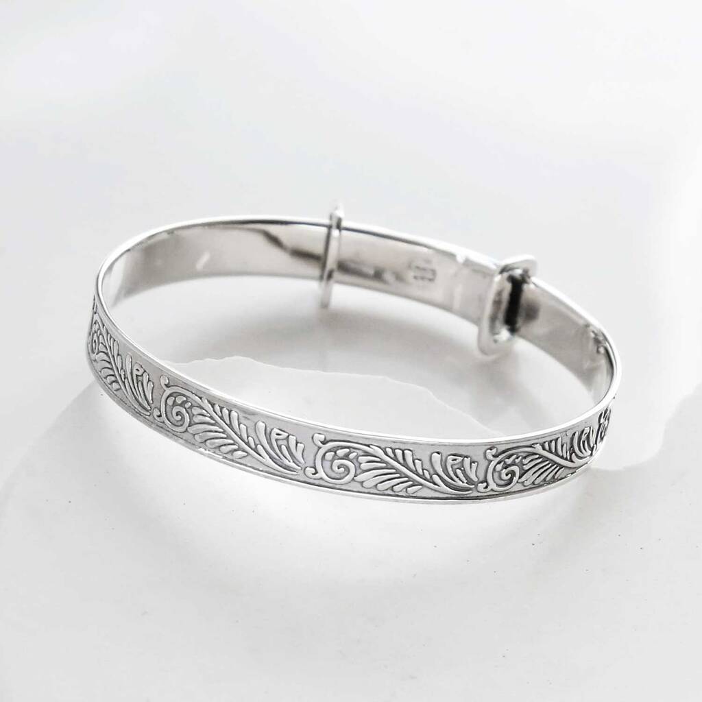 Sterling Silver Baby Christening Bangle, 1 of 9