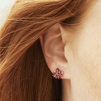 Pink Tourmaline Pompom Stud Earrings, 2 of 2