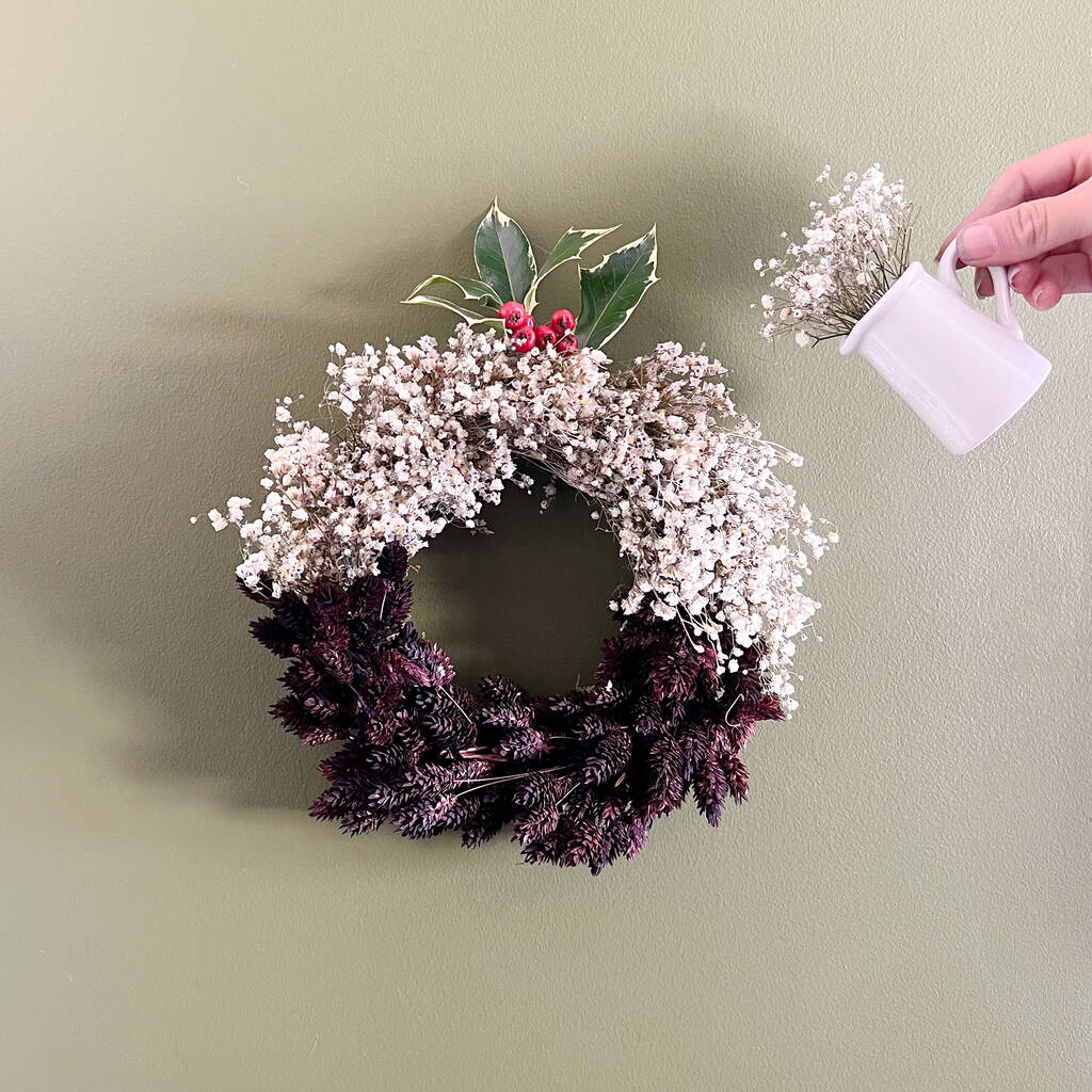 Christmas Pudding Dried Flower Wreath, 1 of 3