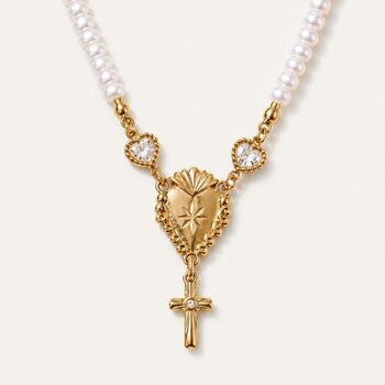 Handmade Freshwater Pearl Sacred Heart Rosary Choker, 2 of 9