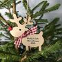 Personalised Baby's 1st Christmas 2023 Wooden Reindeer, thumbnail 1 of 12