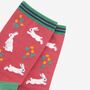 Womens Spring Bunny Rabbit Bamboo Socks, thumbnail 2 of 4