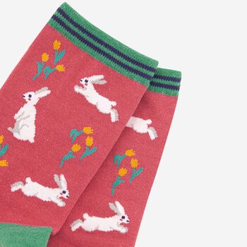 Womens Spring Bunny Rabbit Bamboo Socks, 2 of 4