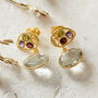 Green Amethyst/ Multi Stone Gold Plated Silver Earrings, thumbnail 2 of 10