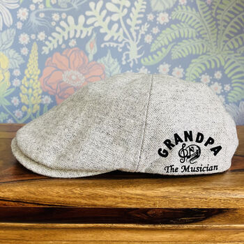 Personalised Dad/Grandad Music Hobby Flat Cap, 2 of 5