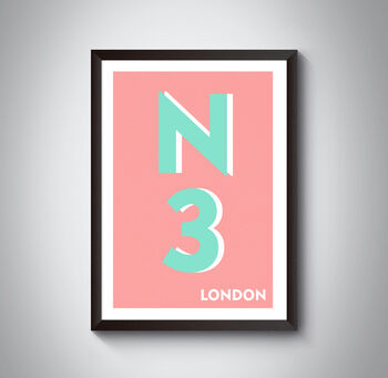 N3 Finchley London Typography Postcode Print, 9 of 10