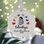 Rainbow Penguin First Christmas Wooden Decoration, thumbnail 1 of 5