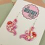 Pink Sloth Glitter Resin Earrings, thumbnail 3 of 4