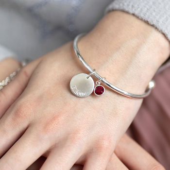 Child's Personalised Disc Birthstone Bangle, 3 of 11