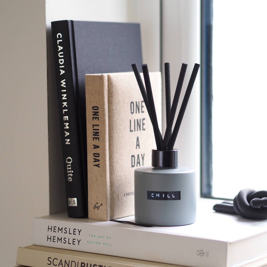 Personalised Grey Diffuser Bottle And Reed Set By Oikku