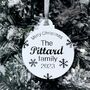 Merry Christmas Family Name Bauble With Year, thumbnail 1 of 6