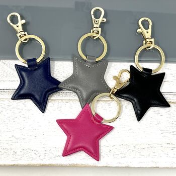 Personalised Faux Leather Star Keyring, 2 of 4