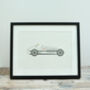 White Racing Car A4 Unframed, thumbnail 2 of 2