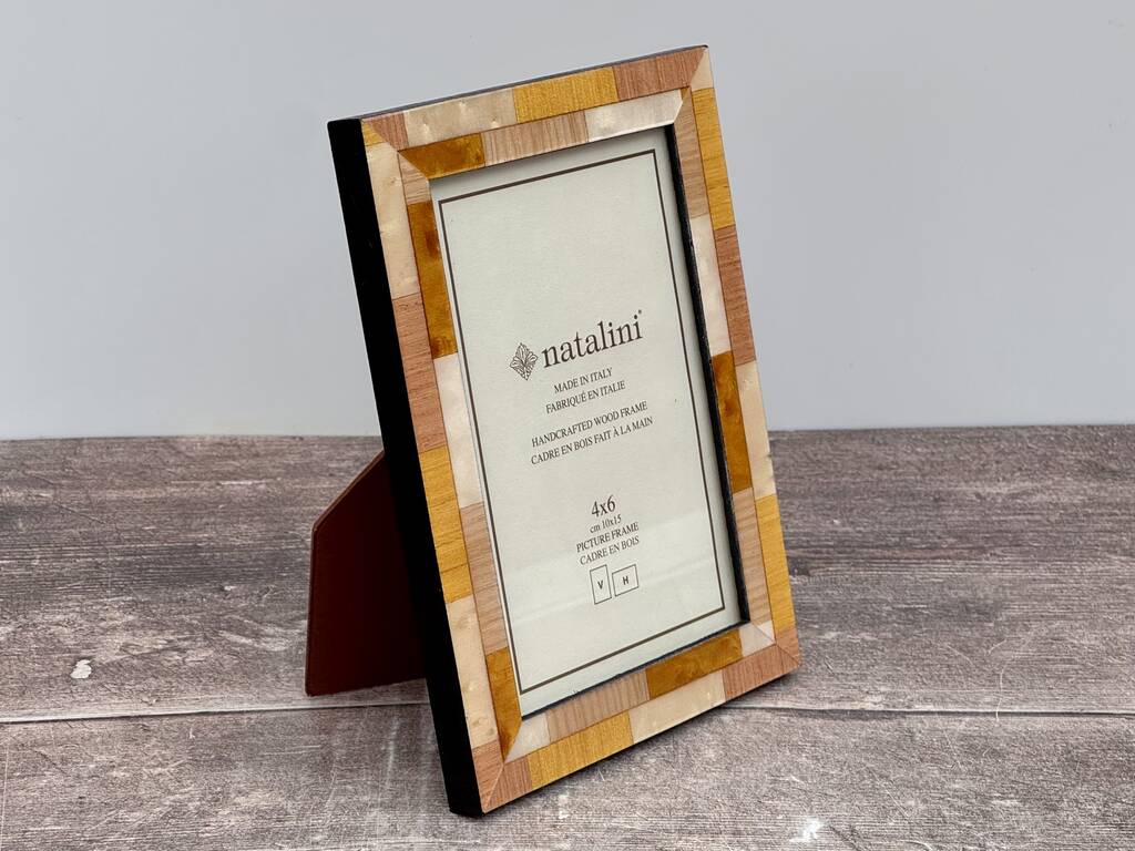 Natalini Yellow And Cream Marquetry Photo Frame, 1 of 4