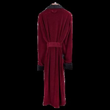 Astor Luxury Cotton Long Velvet Robe In Burgundy, 3 of 6