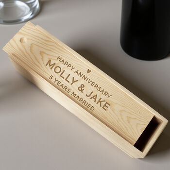 Personalised Love Heart Wooden Wine Bottle Box, 5 of 7