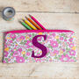 Pink Floral Liberty Fabric Pencil Case With Initial, thumbnail 2 of 3