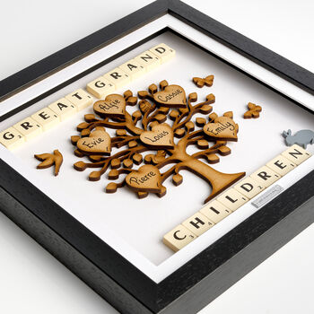 Wooden Personalised Great Grandchildren Family Tree Frame, 5 of 8