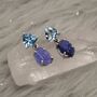 Blue Topaz Raw Tanzanite Drop Earrings, thumbnail 3 of 5