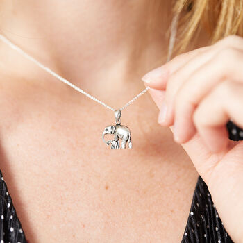 Mother And Daughter Elephant Pendant Necklace, 3 of 5