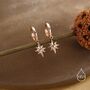 Sterling Silver Dainty Starburst Huggie Hoop Earrings, thumbnail 4 of 11