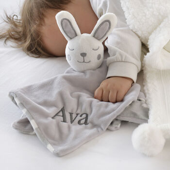 Personalised White Cable Blanket And Bunny Comforter, 4 of 12